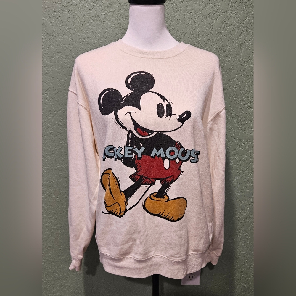Mickey Mouse Colored Pencil Sketch Fleece Sweater Sweatshirt Size Small (34/36)